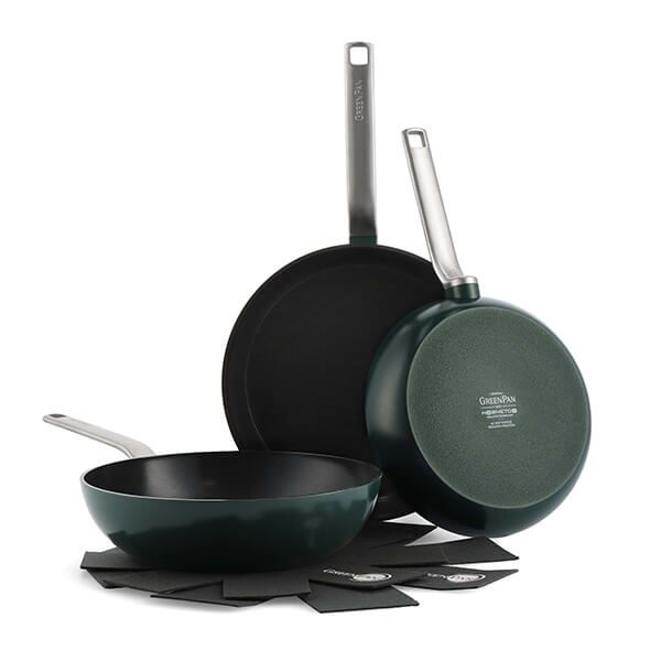 GreenPan Evolution Ceramic Non-stick 3 Piece Cookware Set 24cm, 28cm Frying Pan & 28cm Wok