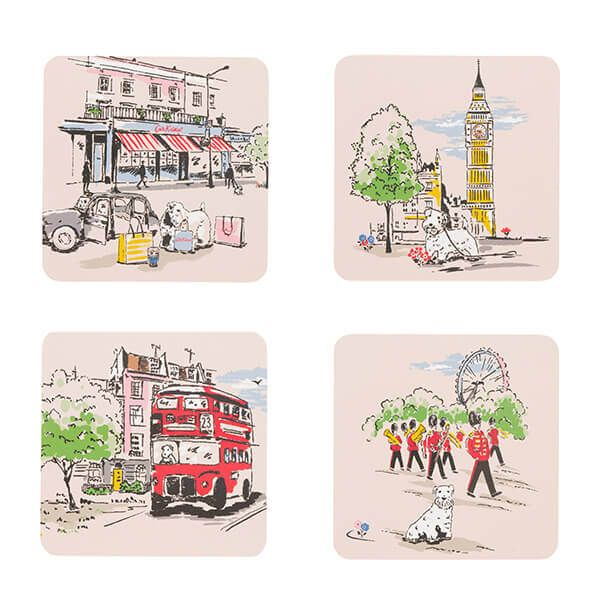 Cath Kidston Billie Goes To Town Set of 4 Cork Backed Coasters