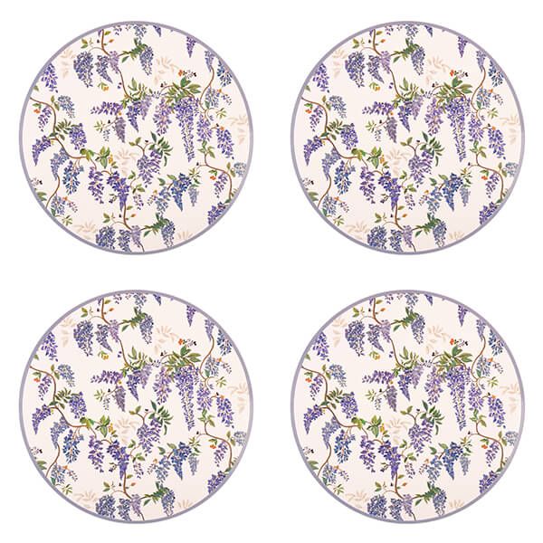Cath Kidston Wisteria Set Of 4 Cork Backed Round Placemats