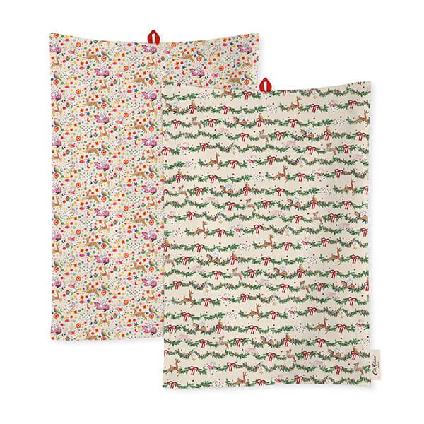 Cath Kidston Christmas Set Of 2 Tea Towels