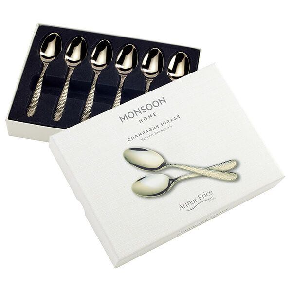 Arthur Price Monsoon Champagne Mirage Set of 6 Tea Spoons