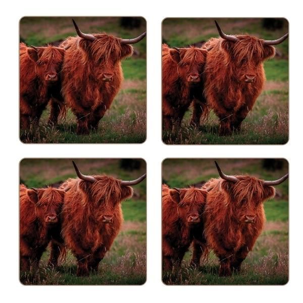 Rural Roots Highland Cows Coaster Pack Of 4