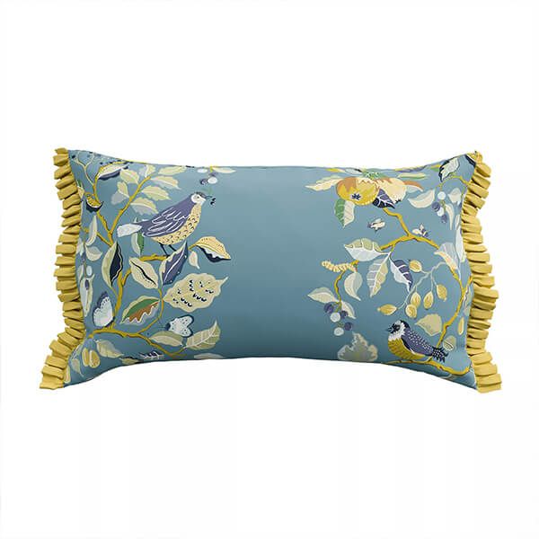 Sanderson for National Trust Kingfisher & Iris Cushion 30X50cm Azure
