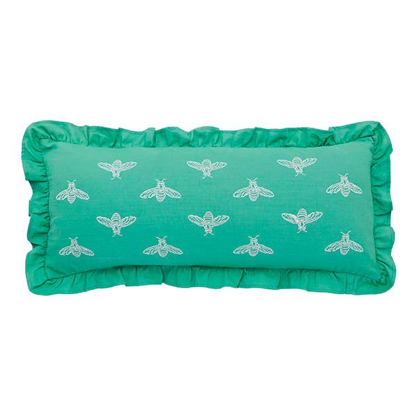 Joules Lakeside Floral Embroidered Cushion 70cm x 30cm Green