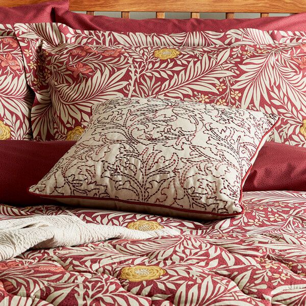 Morris & Co Larkspur Cushion 40x40cm Crimson Red