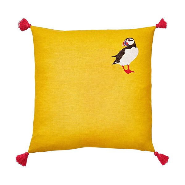 Joules St Ives Puffin Cushion 45 x 45cm Antique Gold