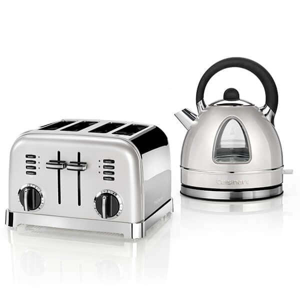 Cuisinart Style Frosted Pearl Traditional Kettle & 4 Slice Toaster Breakfast Set