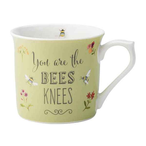 English Tableware Company Bee Happy 'You Are the Bees Knees' Green Fine China Mug