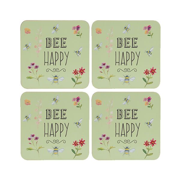 English Tableware Company Bee Happy Set of 4 Coasters