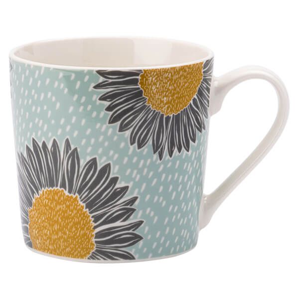 English Tableware Company Artisan Flower Floral Mug-Blue with Yellow Flower