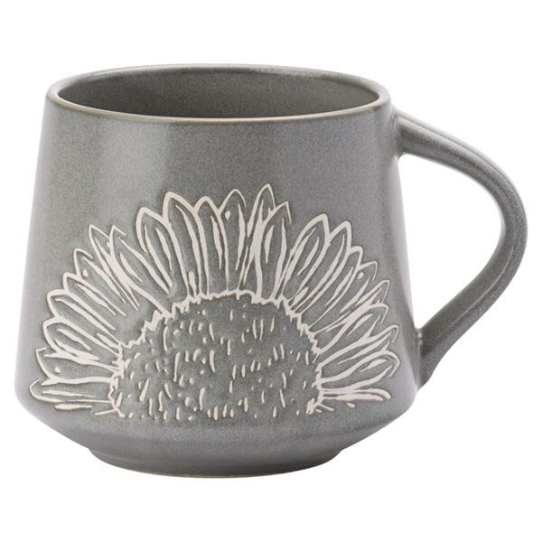 English Tableware Company Artisan Flower Grey Wax Resist Mug
