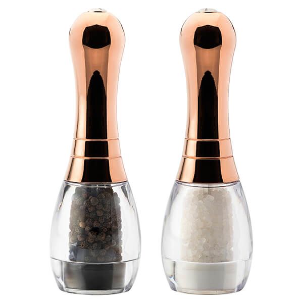 English Tableware Company Skittle Acrylic/Copper Top Filled Salt & Pepper Mill Set