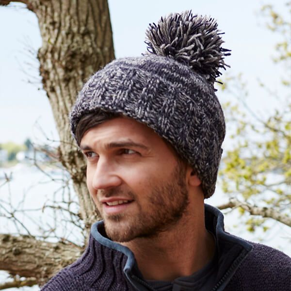 Pachamama Mens Donegal Bobble Beanie Charcoal