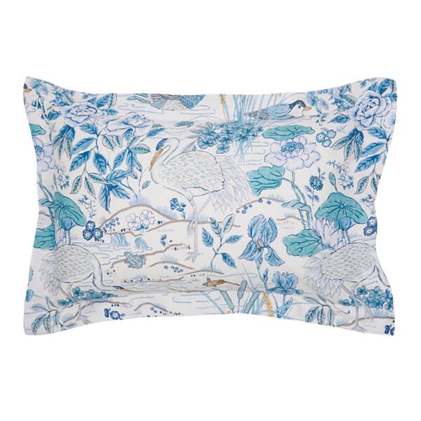 Sanderson Crane & Frog Oxford Pillowcase Blue