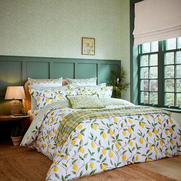 Morris & Co Lemon Tree Duvet Cover King Size Leaf Green