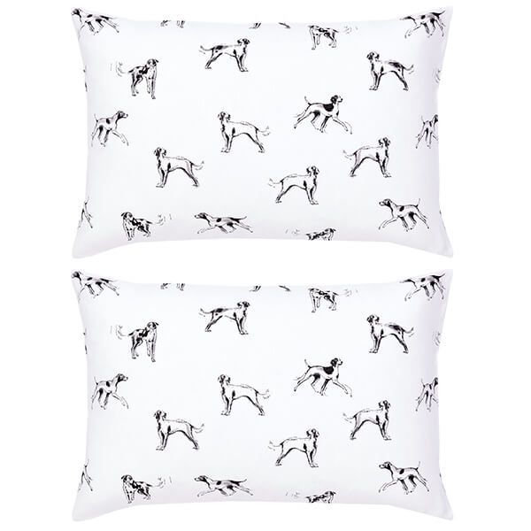 Joules Sketchy Dogs Standard Pillowcase Pair Antique Gold