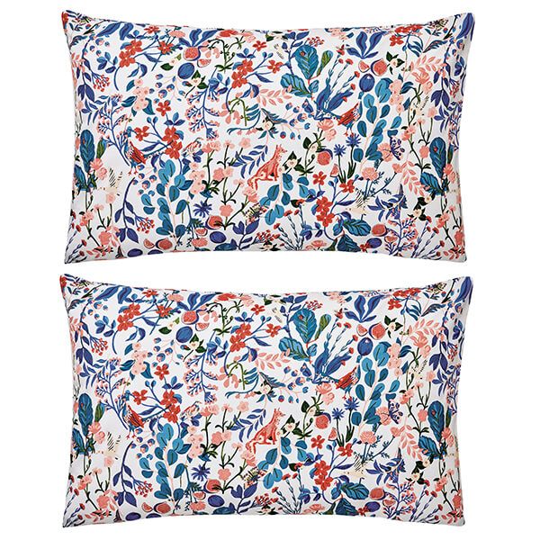 Joules Woodland Ditsy Standard Pillowcase Pair Multi Coloured