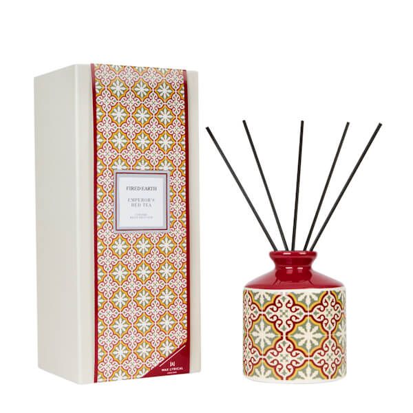 Fired Earth by Wax Lyrical Reed Diffuser Large Ceramic Emperors Red Tea
