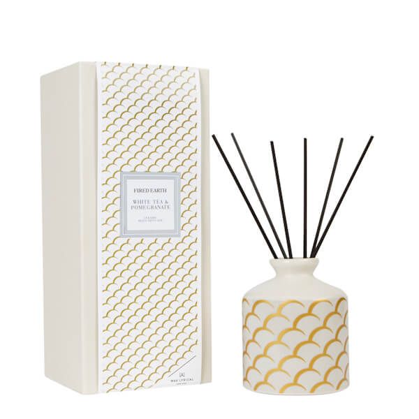Fired Earth by Wax Lyrical Reed Diffuser Large Ceramic White Tea & Pomegranate