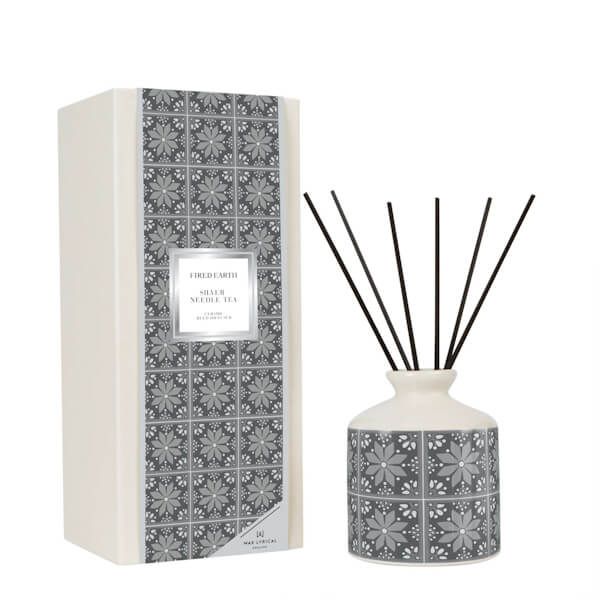 Fired Earth by Wax Lyrical Reed Diffuser Large Ceramic Silver Needle Tea