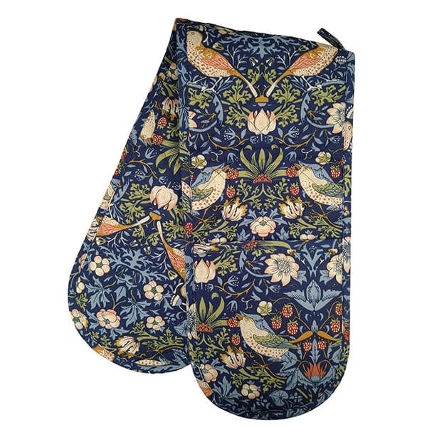William Morris Strawberry Thief Navy Double Oven Glove Quilted