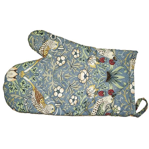 William Morris Strawberry Thief Blue Single Oven Mitt Quilted