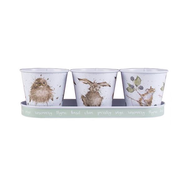 Wrendale Designs Set of 3 Herb Pots With Tray