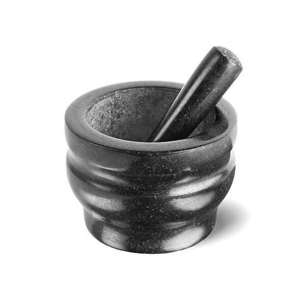 18 cm Cole & Mason 20 Jar Herb & Spice Carousel with Pestle and Mortar Granite/Black 