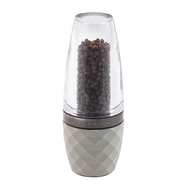 Cole & Mason Precision+ Stemless City Concrete Clear Pepper Mill with Gunmetal Band