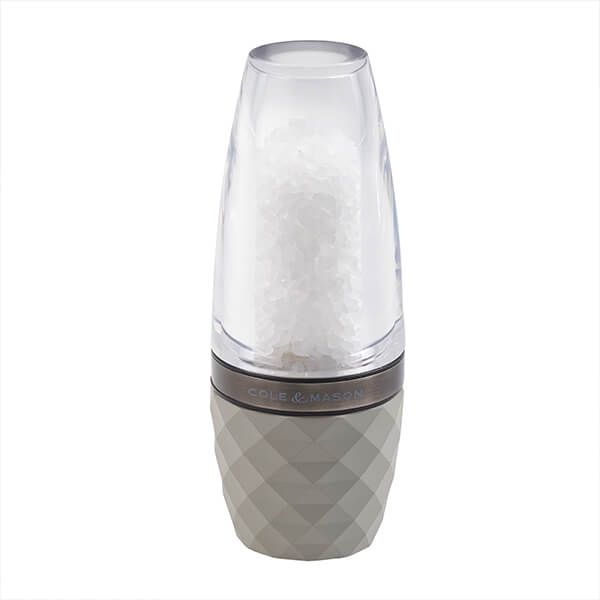 Cole & Mason Precision+ Stemless City Concrete Clear Salt Mill with Gunmetal Band