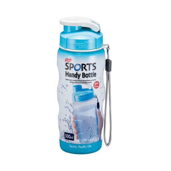 Lock & Lock 500ml Blue Sports Handy Bottle With Carry Strap