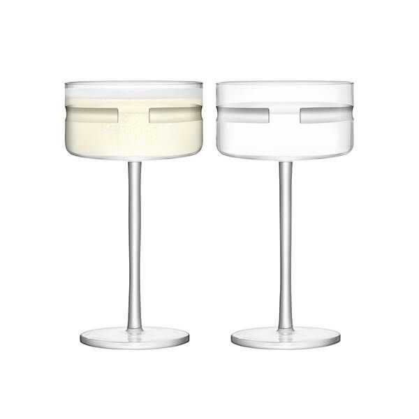 LSA Horizon Champagne & Cocktail Saucer 290ml Clear & Cut Set Of Two