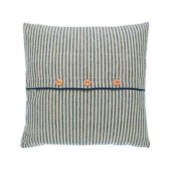 Walton & Co Hampton Stripe Button Cushion Poly Filled