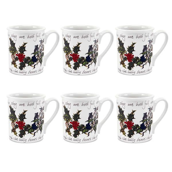 Portmeirion The Holly & The Ivy Set of 6 Breakfast Mugs