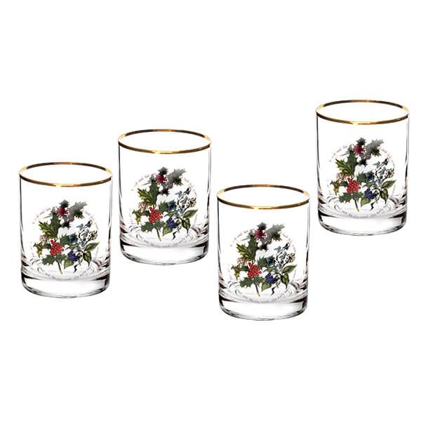 Portmeirion The Holly & The Ivy Set of 4 Double Old Fashion Glasses