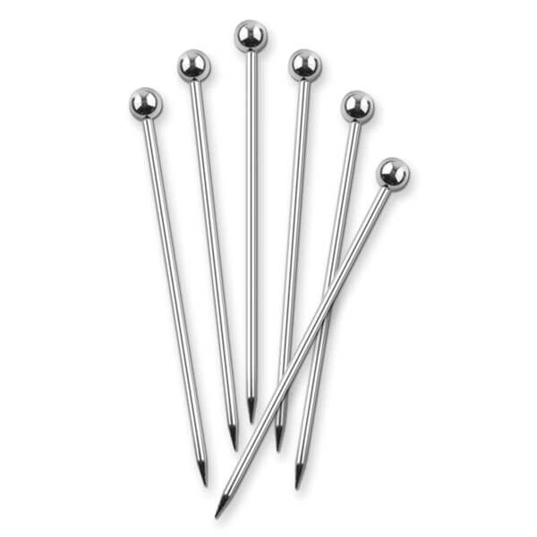 Final Touch Set of 6 Stainless Steel Cocktail Picks - Polished Finish