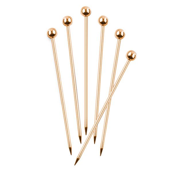 Final Touch Stainless Steel Cocktail Picks - Copper Finish - Set of 6