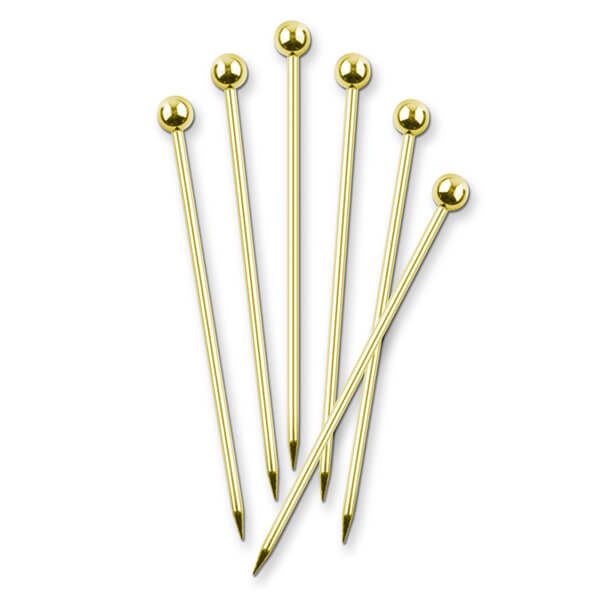 Final Touch Stainless Steel Cocktail Picks - Brass Finish - Set of 6