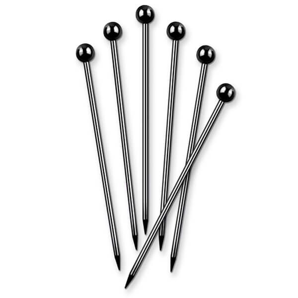 Final Touch Stainless Steel Cocktail Picks - Black Chrome Finish - Set of 6