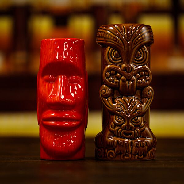 Bar Bespoke Tiki Mugs 2 Pack Brown and Red