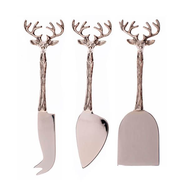 The Just Slate Company Set of 3 Stag Cheese Knives