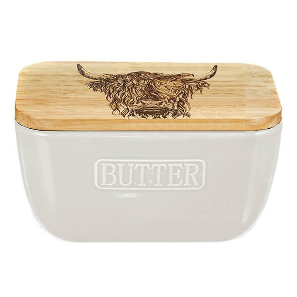 The Just Slate Company Highland Cow White Butter Dish