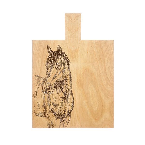 The Just Slate Company Horse Portrait Medium Oak Serving Paddle
