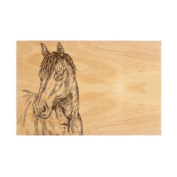 The Just Slate Company Horse Portrait 30cm Oak Serving Board