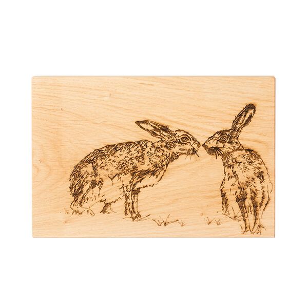 The Just Slate Company Kissing Hares 30cm Oak Serving Board