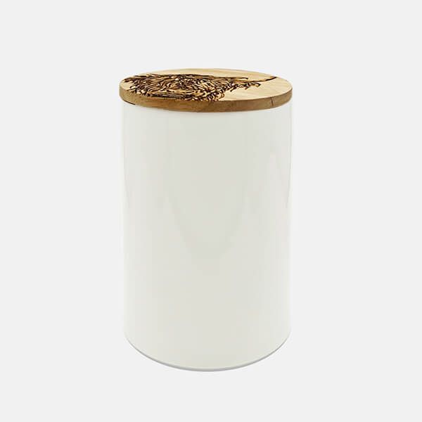 The Just Slate Company Highland Cow Oak & Ceramic Medium Storage Jar