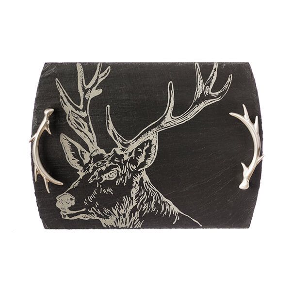 The Just Slate Company Medium Stag Slate Serving Tray Gift Boxed