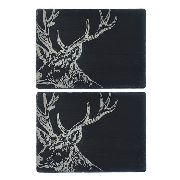 The Just Slate Company Set of 2 Stag Slate Placemats