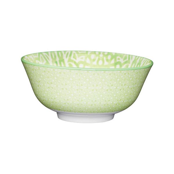 KitchenCraft Glazed Stoneware Bowl Green Tile