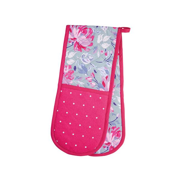 KitchenCraft Grey Floral Double Oven Glove